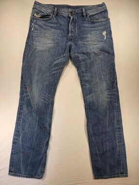 Diesel Industry Buster Straight Leg Jean Men's 34x32 Dark Wash Grunge Y2K